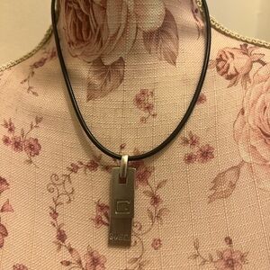 Unisex Black Cord Necklace with Silver Pendant